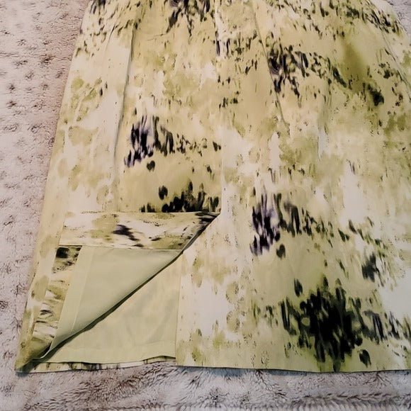 Ann Taylor Silk Green Watercolor Sheath Dress Size 0
