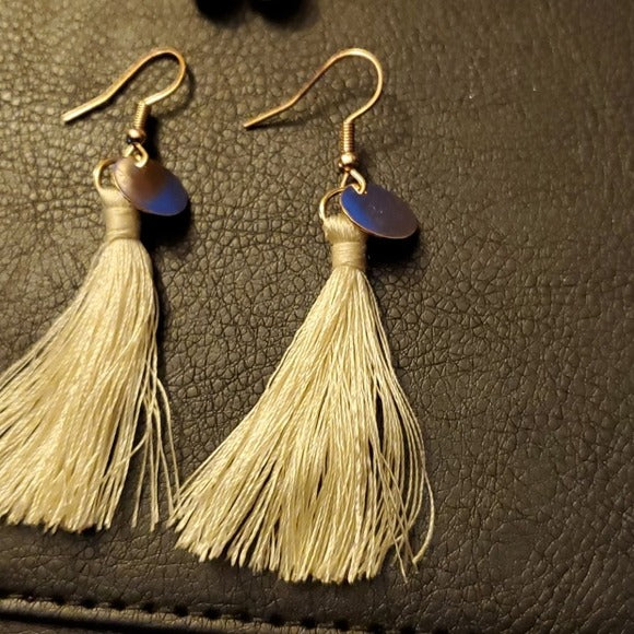 Boutique Cream Tassel Earrings and Simple Studs