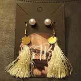 Boutique Cream Tassel Earrings and Simple Studs