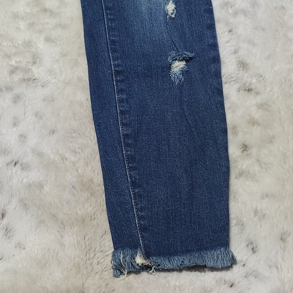 KanCan Skinny Button Fly Frayed Hem Blue Jeans Size 25