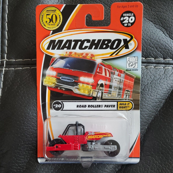 2001 Matchbox Die Cast #20, the Road Roller Paver Build it Right Series 95216