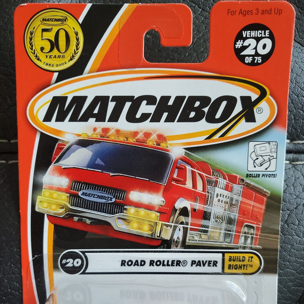 2001 Matchbox Die Cast #20, the Road Roller Paver Build it Right Series 95216
