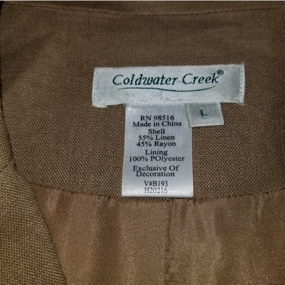 Coldwater Creek Dark Tan Embroidered Blazer Size L