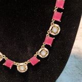 Boutique Pink and Silver Tone Fashion Necklace