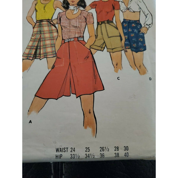 Butterick 3739 Sewing Pattern Misses A-line Pantskirt and Shorts