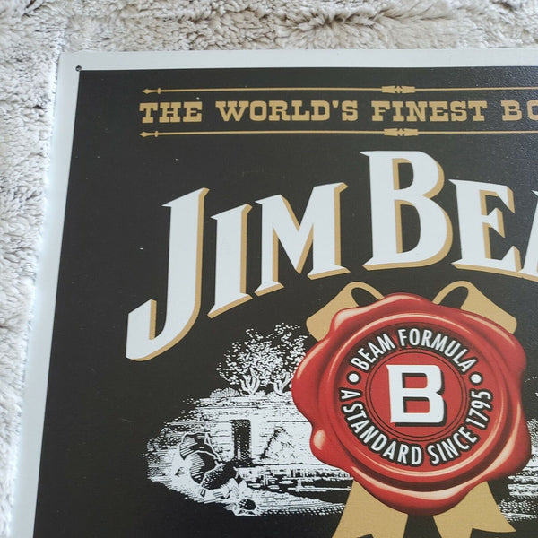 Jim Beam Black Bourbon Whiskey Metal Tin Display Sign Sized 16 x 12.5