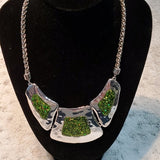 Boutique Silver Tone and Green Accent Necklace