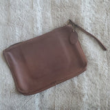 Vintage Frye Carriage Bag Large Leather Clutch Brown w Leather Pull Strap Rare