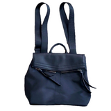 Botkier NY Black Leather and Nylon Backpack Shoulder Bag Purse Many Pockets