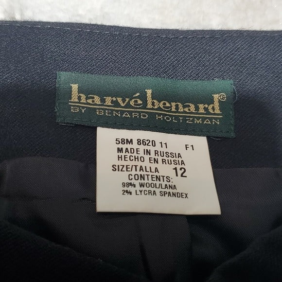 NWT Harve Benard by Benard Holtzman Black Wool Blend Longer Pencil Skirt Size 12