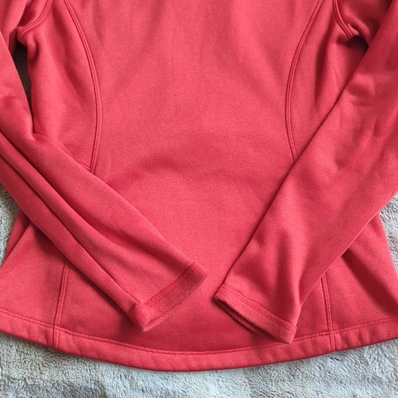 The North Face Red Orange Full Zip Fitted Active Sweatshirt Size M