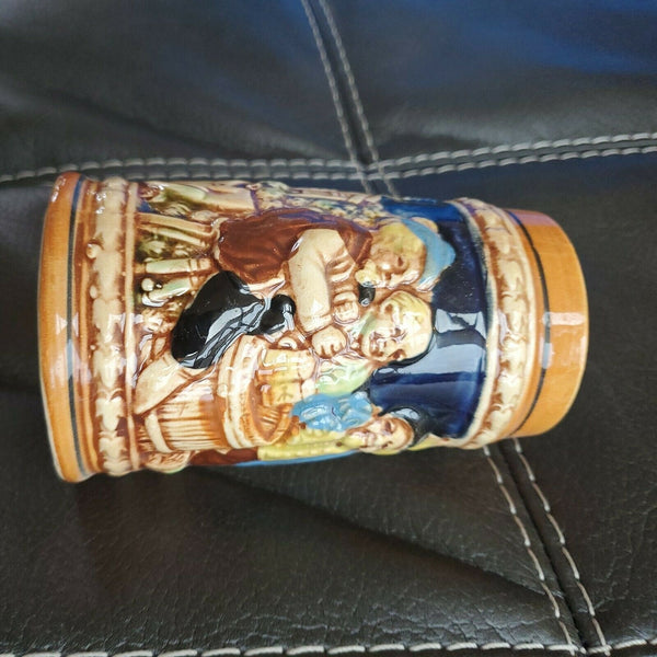 Vintage Trimont Ware Beer Stein Mug Made in Japan German Writing Men Drinking