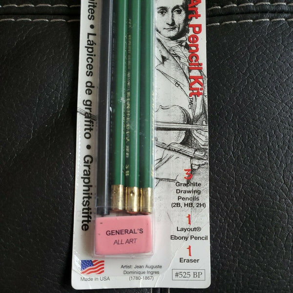 NIP General's Graphite Art Pencil Kit Extra Smooth 3 Graphite 1 Layout 1 Eraser