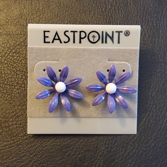 Boutique Purple and White Flower Earrings