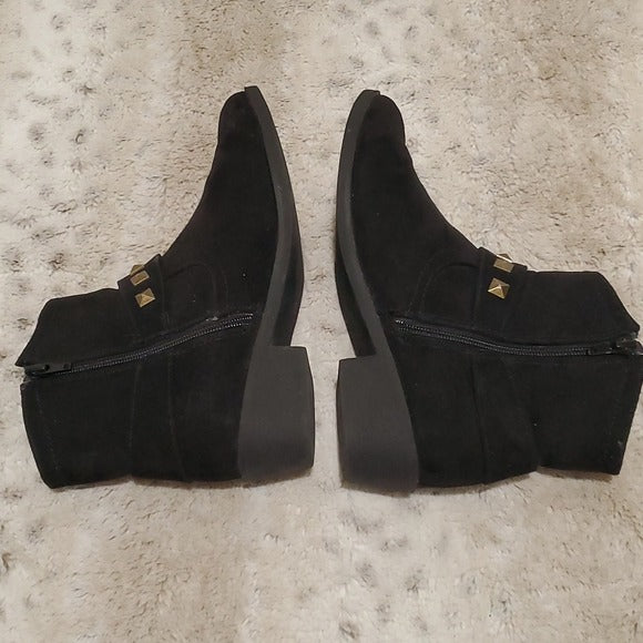 LifeStride Jackson Style Black Faux Leather Ankle Booties w Studs Size 6.5