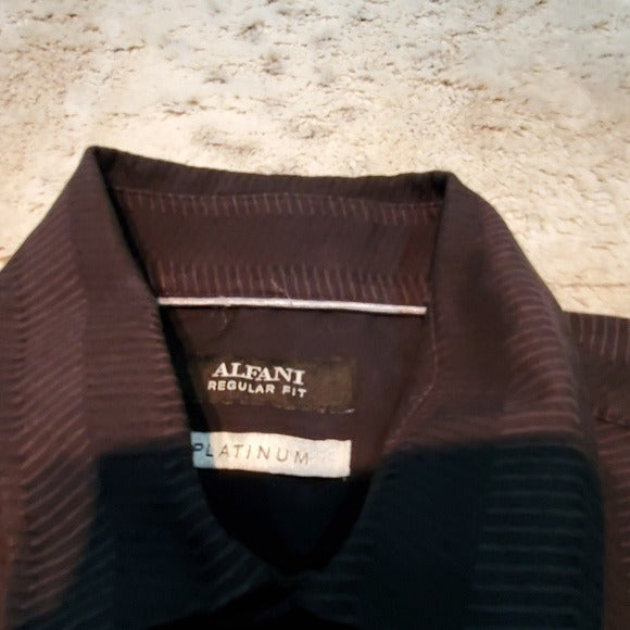 Alfani Regular Fit Platinum Black Herringbone Top Size S
