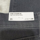 NWT Joe's Jeans Dark Grey The Charlie High Rise Skinny Ankle Size 25