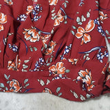 NWT Japna Maroon Floral 3/4 Sleeve Wrap Front Tied Blouse Size S
