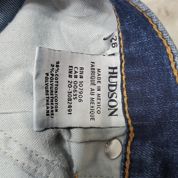 Hudson Tally Mid Rise Skinny Crop Blue Jeans Size 26