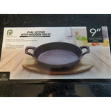 Pacific Coast Trail Oval Sizzler with Wooden Trivet 9" PCT-351 Black
