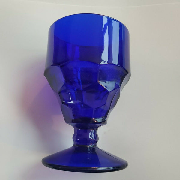 Vintage COBALT BLUE GLASS GOBLET Chalice BY DALZELL VIKING HANDMADE 5.5 x 4 Inch