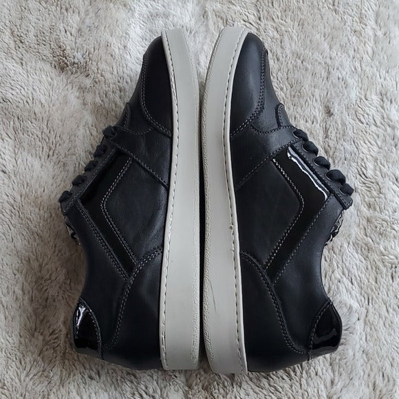 David Tate Italian Black Patent Suede Leather Traveler Fashion Sneaker Size 7