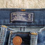 Abercrombie & Fitch High Rise Red Stripe Stretchy Raw Hem Skinny Jeans Size 0