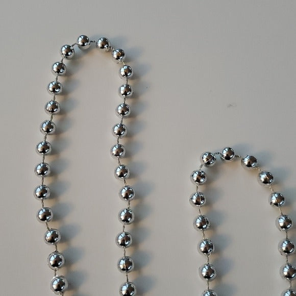 Boutique Bright Silver Simple Beaded Longer Necklace