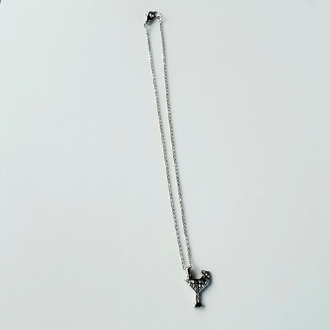 Boutique Silver Tone Necklace With Martini Glass Charm
