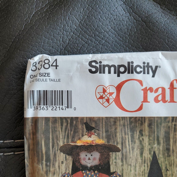 Simplicity 8384 Witch Scarecrow Halloween Large Dolls Craft Sewing Pattern Uncut