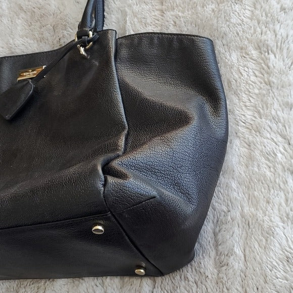 Kate Spade Black Pebble Leather Ashlee Anna Court Large Shoulder Bag Tote Bag