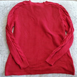 Cabi Dark Red Oversized V Neck Cable Knit Sleeves Long Sweater Size XS Bust 40