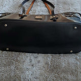 Dooney & Bourke Black and Tan Pebbled Leather Larger Davis Tote Bag Purse