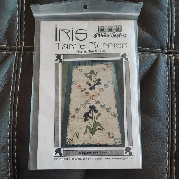 Iris Table Runner Stitchin' Sisters ~ Finished Size 18" x 38" New Vintage 2000
