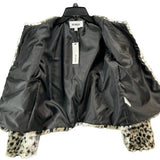 BB Dakota Wild Thing Snow Winter Jacket Black Tan Leopard Soft Faux Fur Size M