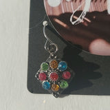 Boutique Two Pair Silver Tone Faux Stone Studs and Dangle Colorful Earrings