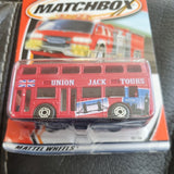 MATCHBOX #2 London Bus 1/64 scale Union Jack Tours Diecast Bus UK England 95198