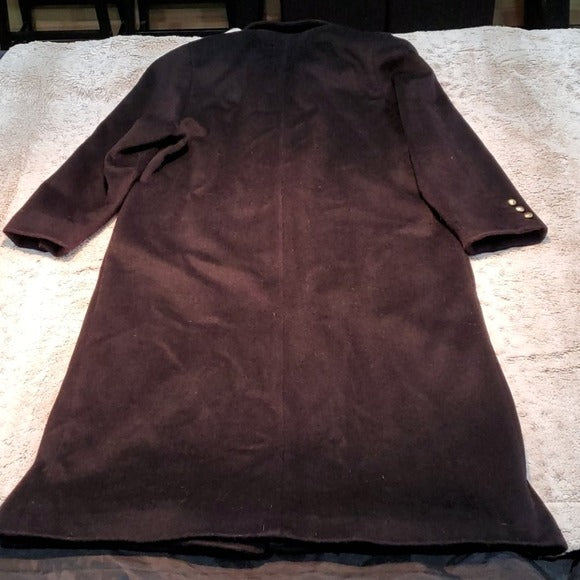 DonnyBrook Vintage Long Full Length Wool Blend Button Down Black Pea Coat Size 6