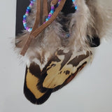 Boutique Dangle Embellished Earrings Feather Beads and Leather Strip