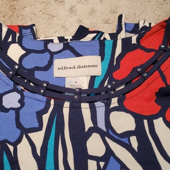 NWT Alfred Dunner Out of the Blue Stained Glass Tee Size S