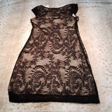 NWT Express Black Lace & Beige Sheath Dress Size XS