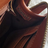 Vintage Dooney & Bourke Tan and Brown Leather Shoulder Bag Solid Brass Hardware