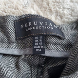 Peruvian Connection Black Grey Chevron Wool Blend Trousers Size 12