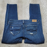 Abercrombie & Fitch Medium Wash Low Rise Straight Leg Distressed Jeans Size 0