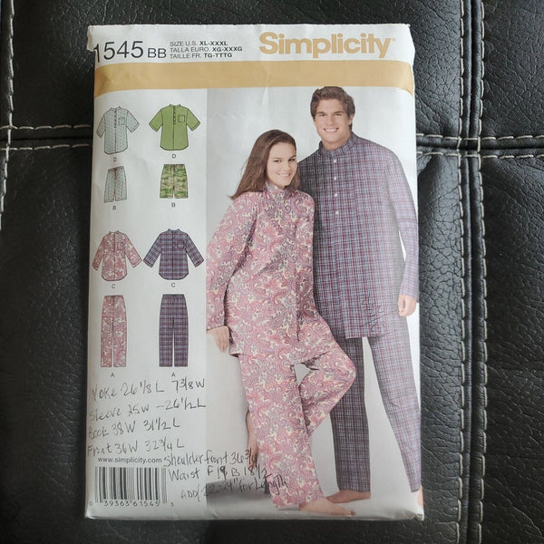 Simplicity 1545 - Women’s & Men’s Pants - Sewing Pattern - Sizes XL - XXXL