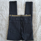Agolde Black Gold Studed Waist Band High Rise Skinny Jeans Size 27