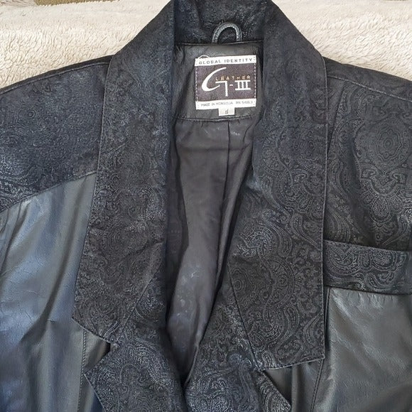 Vintage Global Identity G-III Long Double Breasted Leather Trench Coat Size S