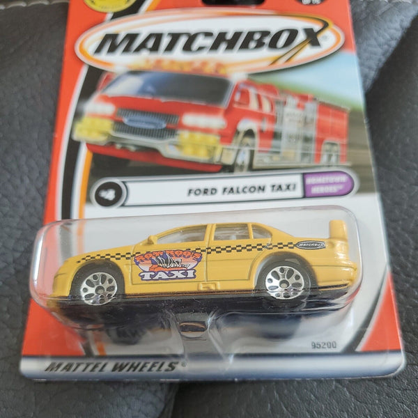 2002 Matchbox MB 4 of 75 Hometown Heroes Ford Falcon Taxi Yellow 95200 Car NEW