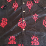 Vintage Street Culture Black Red Asian Influence Short Sleeved Button Up Size XL