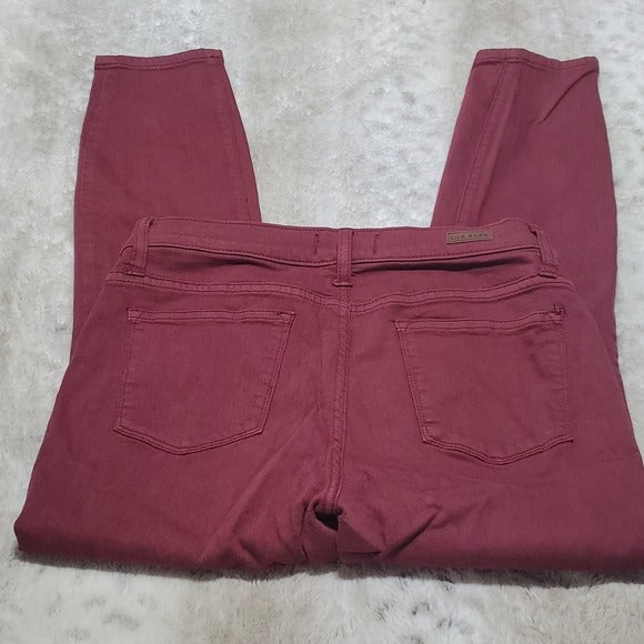 Lila Ryan Stretchy Maroon Mid Rise Petite Fit Skinny Jeans Size 28P